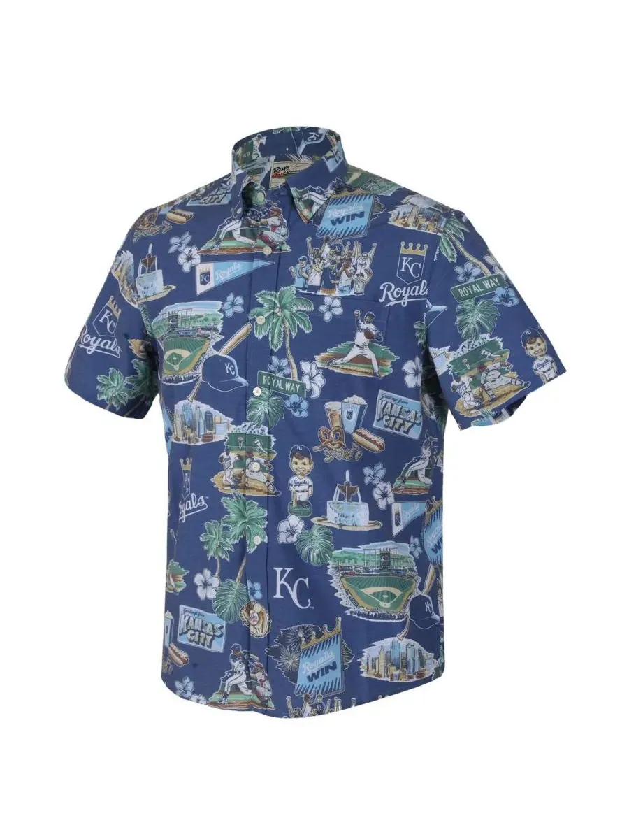 Мужская рубашка на пуговицах Royal Kansas City Royals Scenic Tri-Blend Reyn Spooner — изображение 2 из 3, королевский