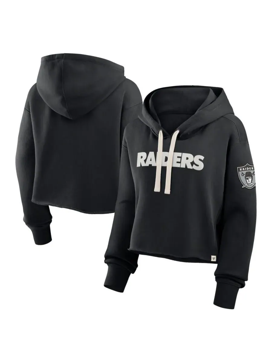 Fanatics Женская черная укороченная толстовка Las Vegas Raiders Oversized Hometown Heritage — изображение 1 из 3, черный