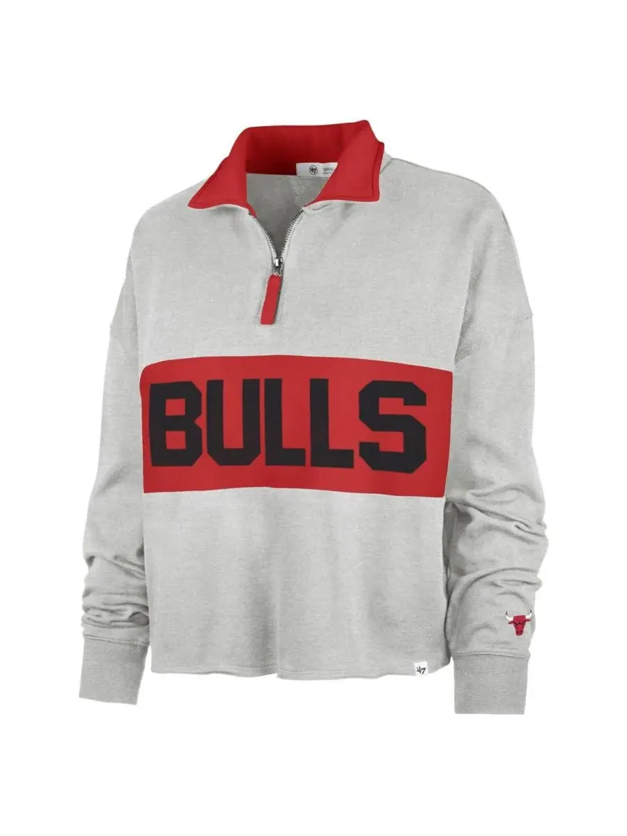 '47 Brand Женская куртка Heather Gray Distressed Chicago Bulls Breakthrough Remi Quarter-Zip Jacket — изображение 3 из 3