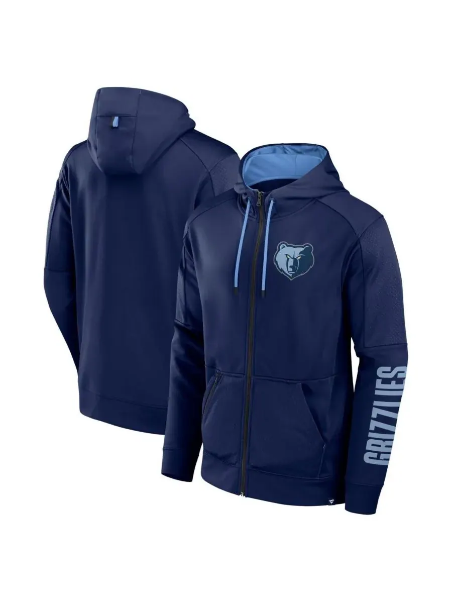 Fanatics Мужская темно-синяя толстовка на молнии Memphis Grizzlies Baller Defender Performance — изображение 1 из 3