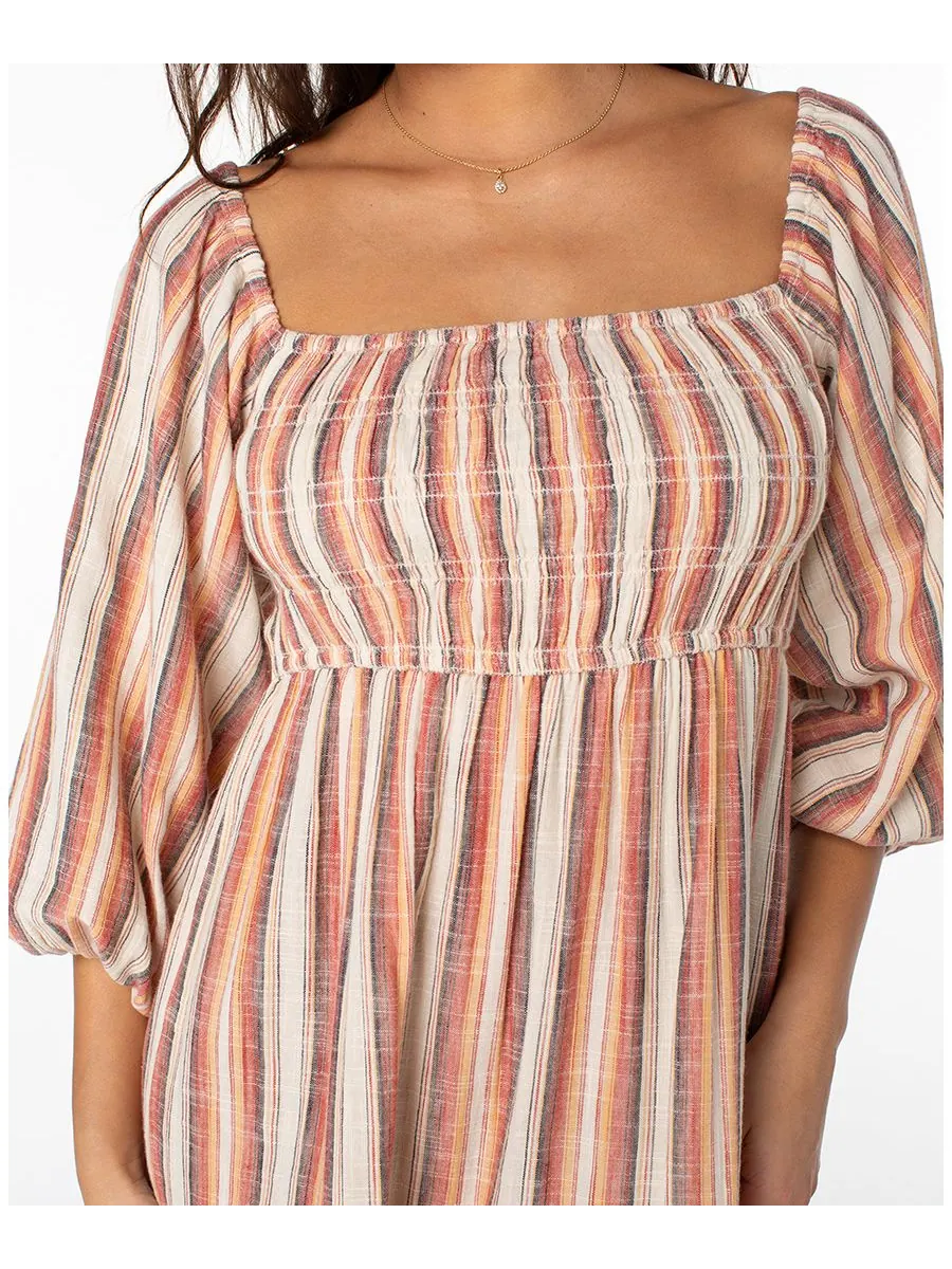 Женское платье Sorrento Sands с квадратным вырезом Roxy, Parchment Quetzal Stripe — изображение 3 из 4
