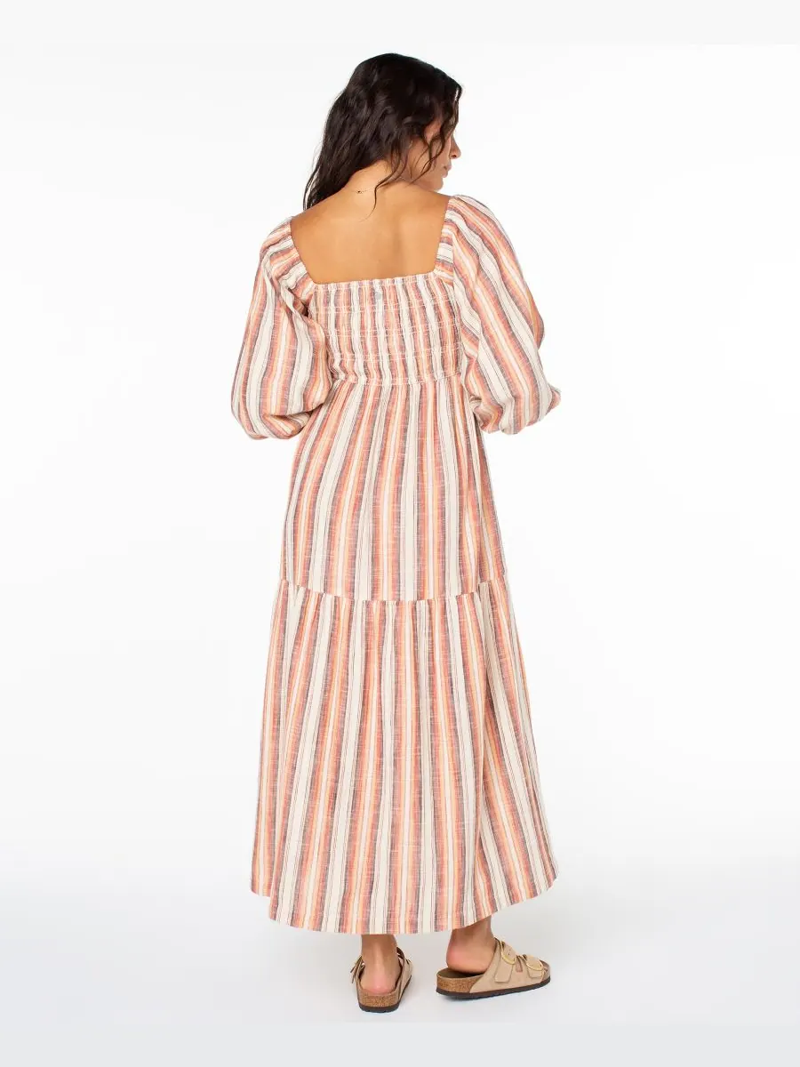 Женское платье Sorrento Sands с квадратным вырезом Roxy, Parchment Quetzal Stripe — изображение 4 из 4