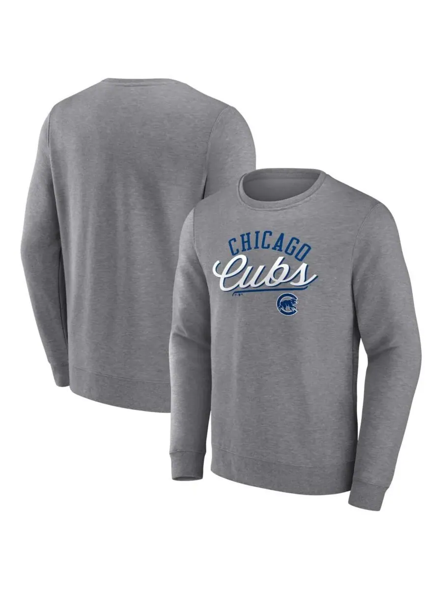 Fanatics Мужская толстовка-пуловер Simplicity цвета светло-серого меланжа с символикой Chicago Cubs — изображение 1 из 3