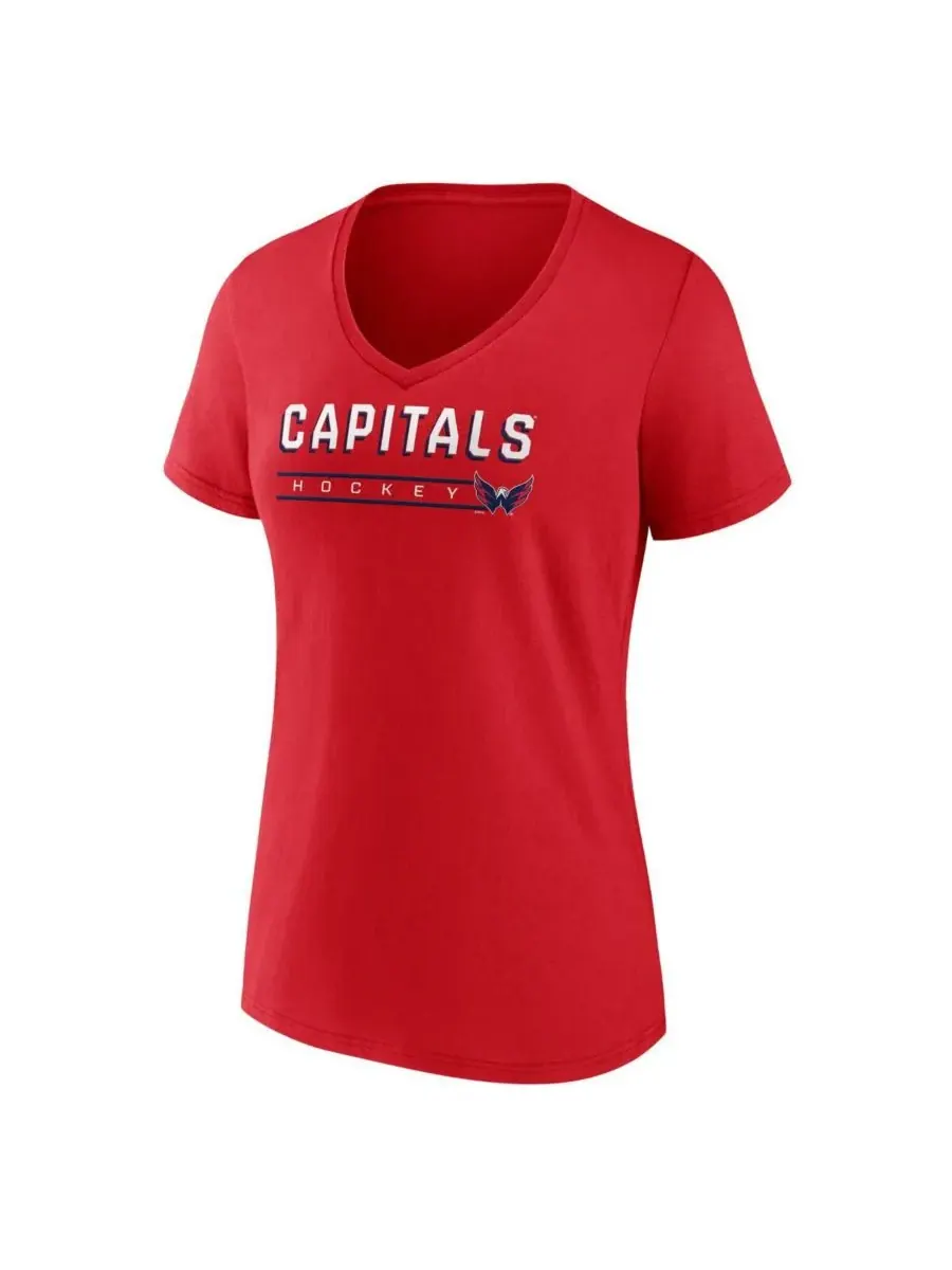 Fanatics Женская красная футболка Washington Capitals с V-образным вырезом — изображение 3 из 3, красный