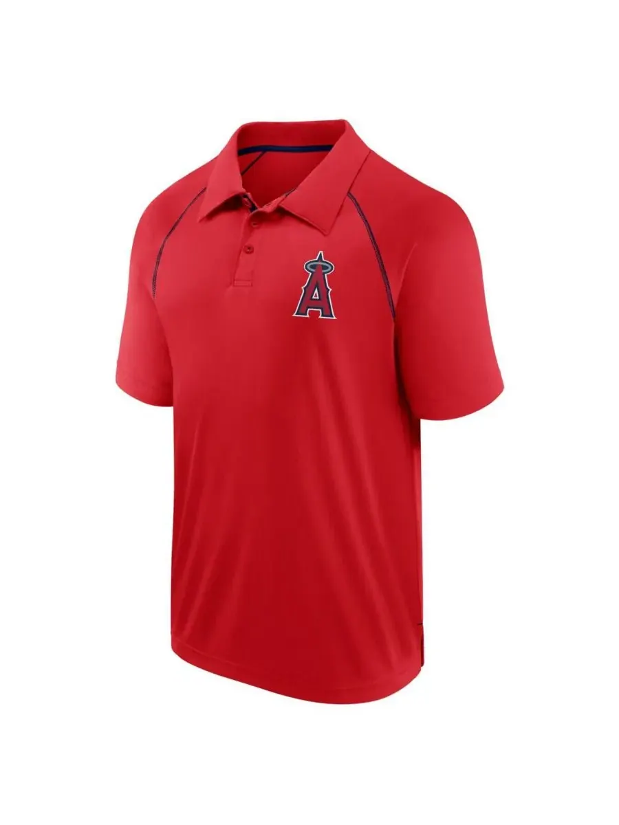 Fanatics Мужская красная рубашка-поло Los Angeles Angels Strong Alone с рукавами реглан — изображение 2 из 3, красный