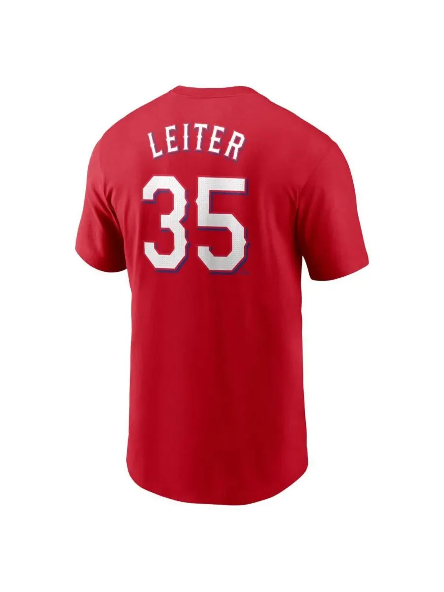 Nike Мужская футболка Jack Leiter Red Texas Rangers с фуззом и номером игрока — изображение 2 из 3, красный