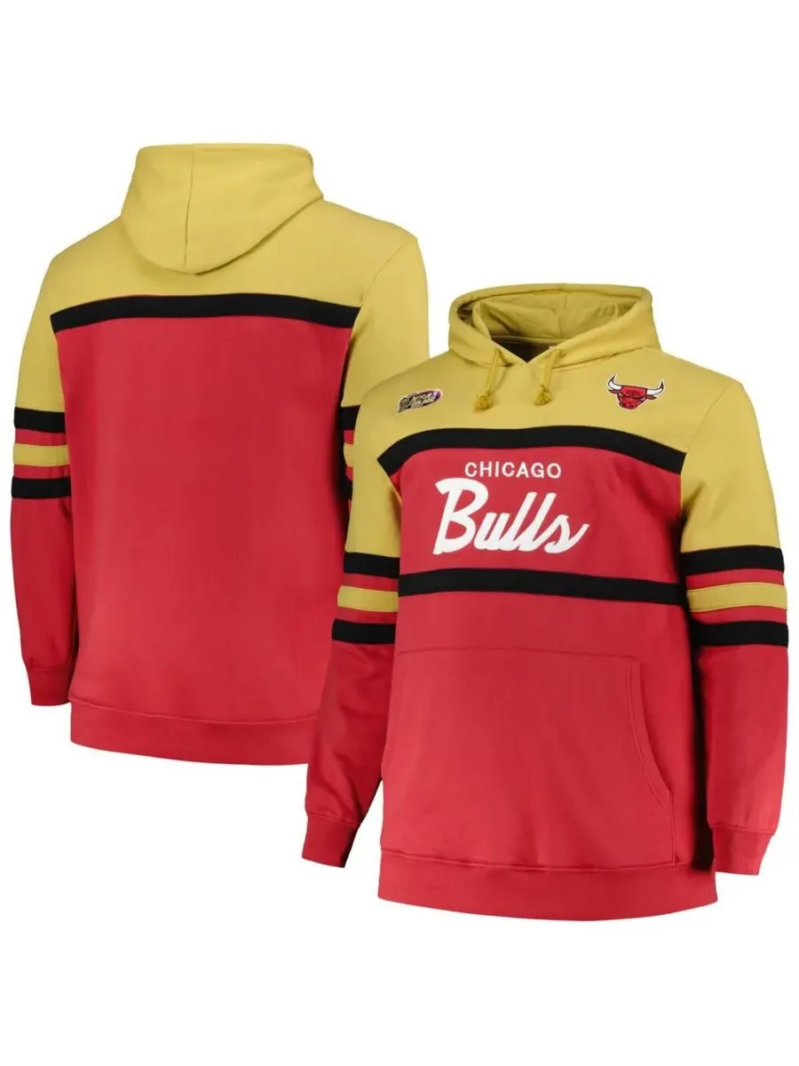 Mitchell & Ness Мужская красная толстовка с капюшоном Chicago Bulls Big Tall Hardwood Classics Head — изображение 1 из 3