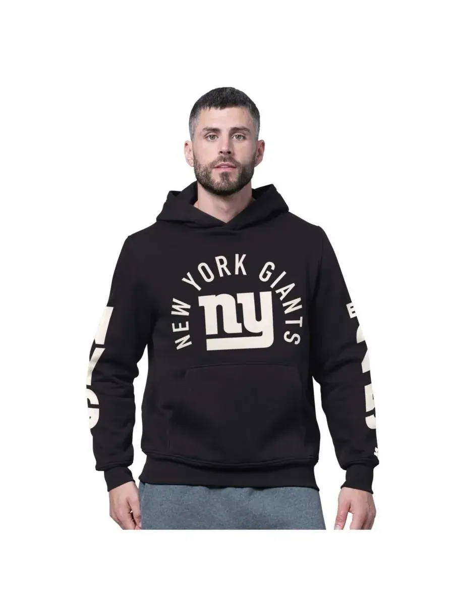 Starter Мужская черная флисовая толстовка с капюшоном New York Giants Handoff — изображение 1 из 2, черный