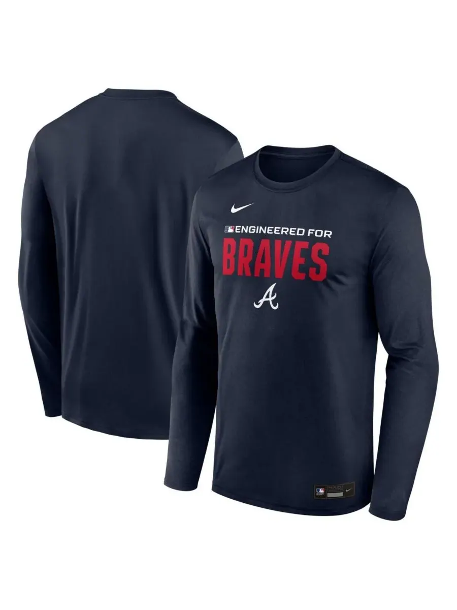 Nike Мужская темно-синяя футболка с длинным рукавом Atlanta Braves Authentic Collection Legend — изображение 1 из 3