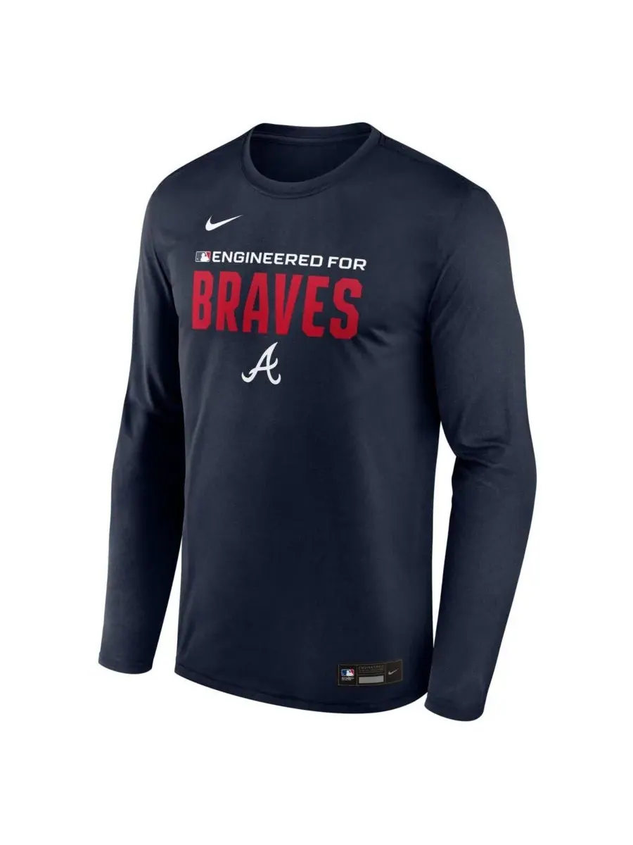Nike Мужская темно-синяя футболка с длинным рукавом Atlanta Braves Authentic Collection Legend — изображение 2 из 3