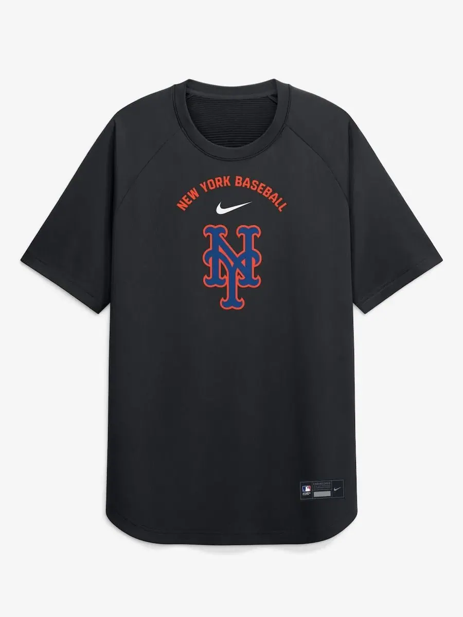 Мужская черная футболка-реглан Dri-FIT из аутентичной коллекции New York Mets для тренировок перед — изображение 3 из 5