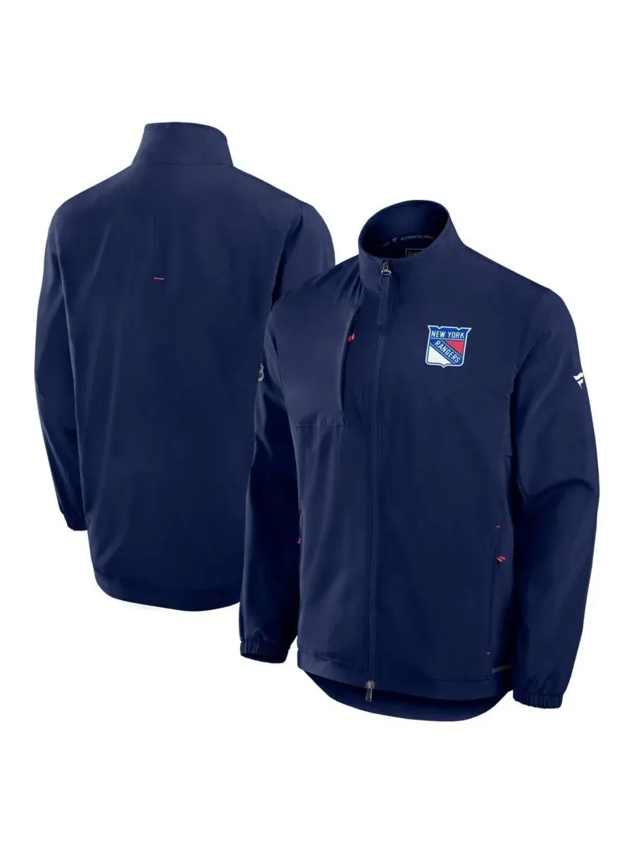 Fanatics Мужская темно-синяя куртка тренера New York Rangers на молнии с логотипом Pro Rink — изображение 1 из 3, темно-синий