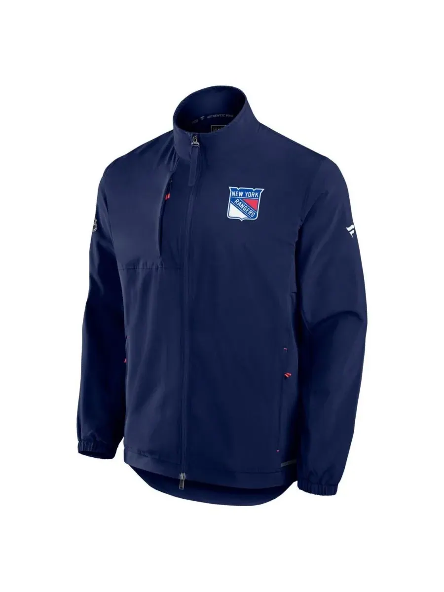 Fanatics Мужская темно-синяя куртка тренера New York Rangers на молнии с логотипом Pro Rink — изображение 3 из 3, темно-синий