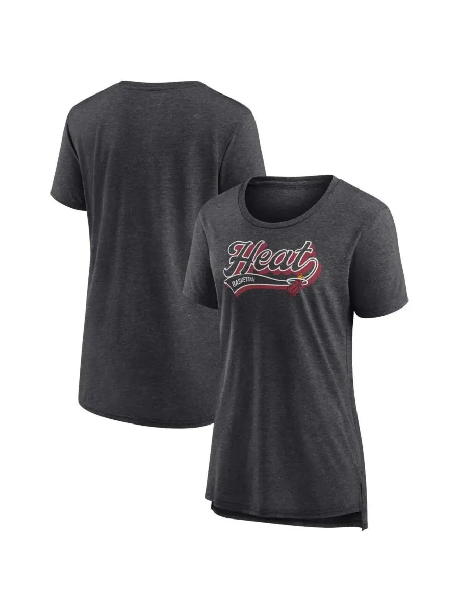 Fanatics Женская футболка Miami Heat League Leader Tri-Blend цвета «серый меланж» — изображение 1 из 3, темно-серый