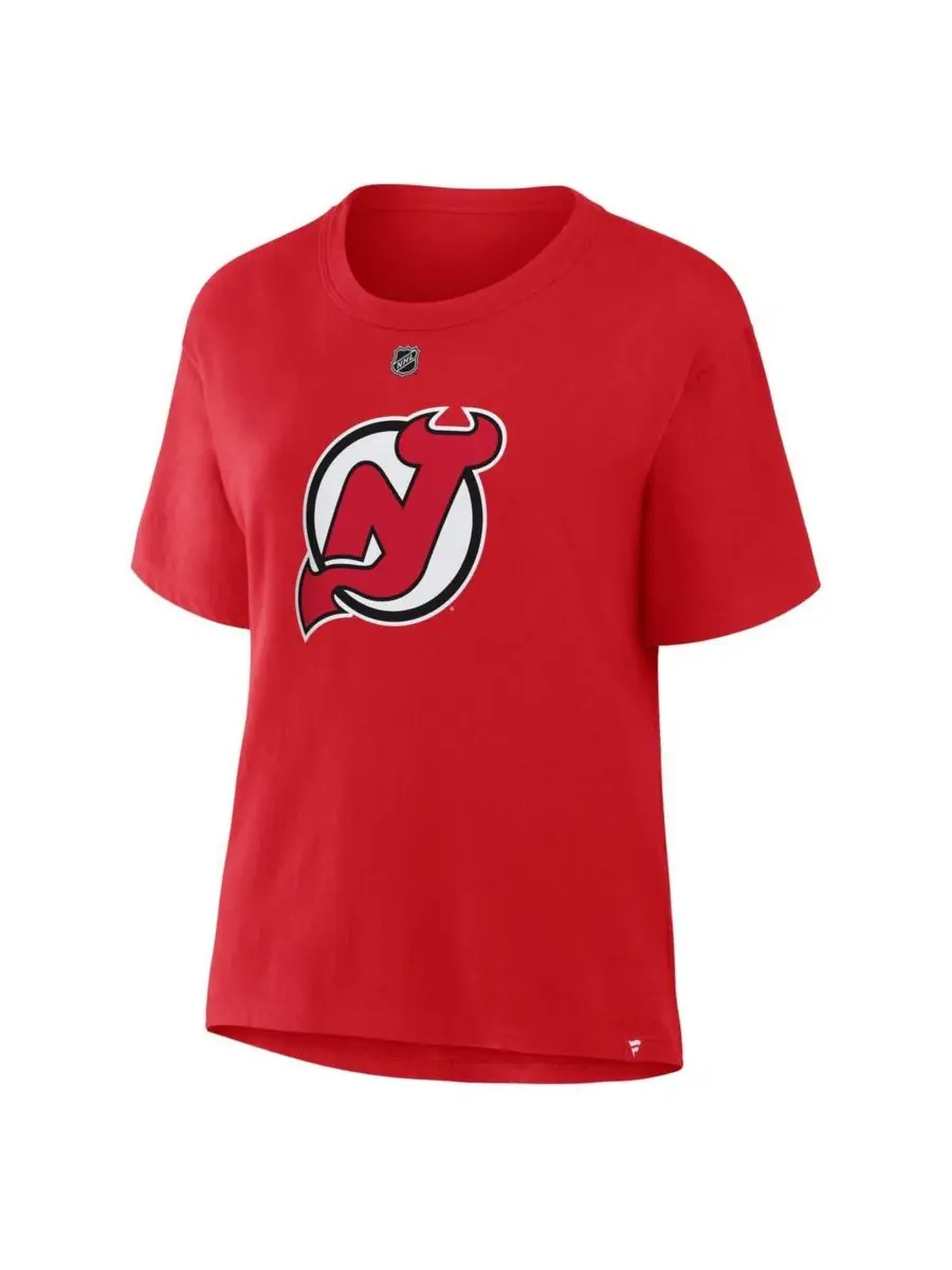 Fanatics Женская красная футболка Jack Hughes New Jersey Devils с именем и номером игрока — изображение 2 из 3, красный