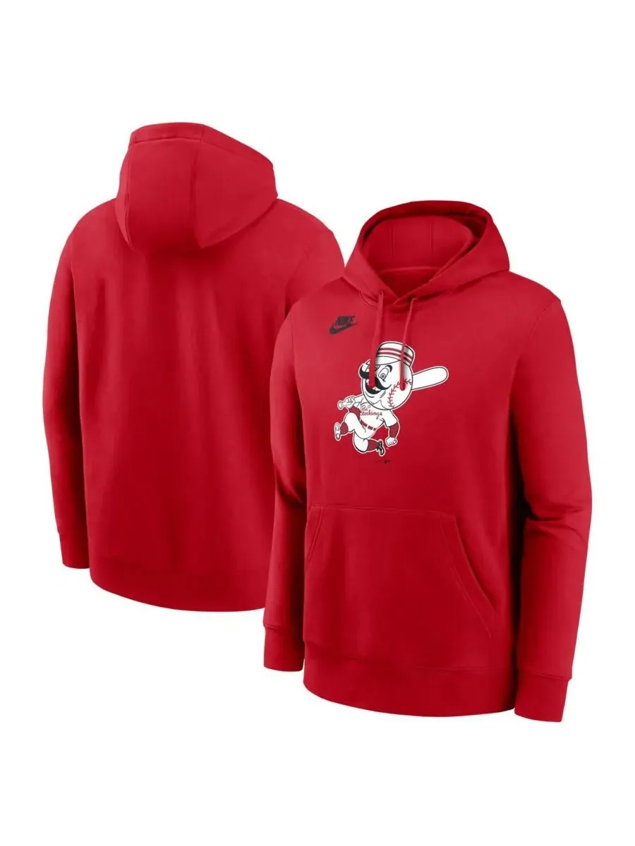 Nike Мужская красная толстовка с капюшоном Cincinnati Reds Cooperstown Collection Logo Club — изображение 1 из 3, красный