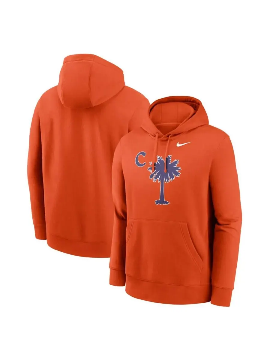 Nike Мужская оранжевая флисовая толстовка с капюшоном Clemson Tigers Palmetto C Club — изображение 1 из 3, оранжевый