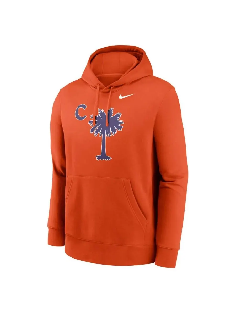 Nike Мужская оранжевая флисовая толстовка с капюшоном Clemson Tigers Palmetto C Club — изображение 2 из 3, оранжевый