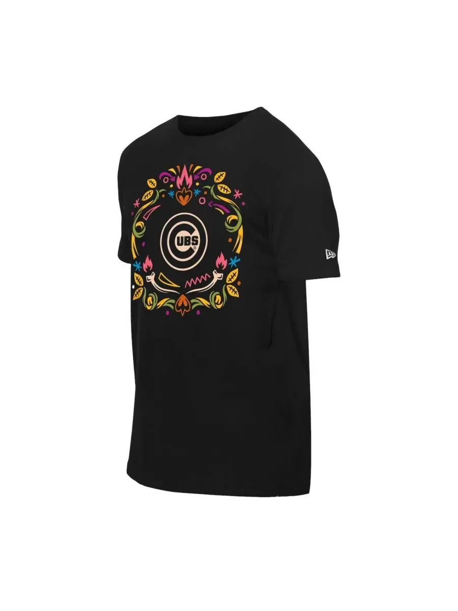 New Era Мужская черная футболка Chicago Cubs Día de los Muertos, с эффектом потертости, свободного — изображение 3 из 4