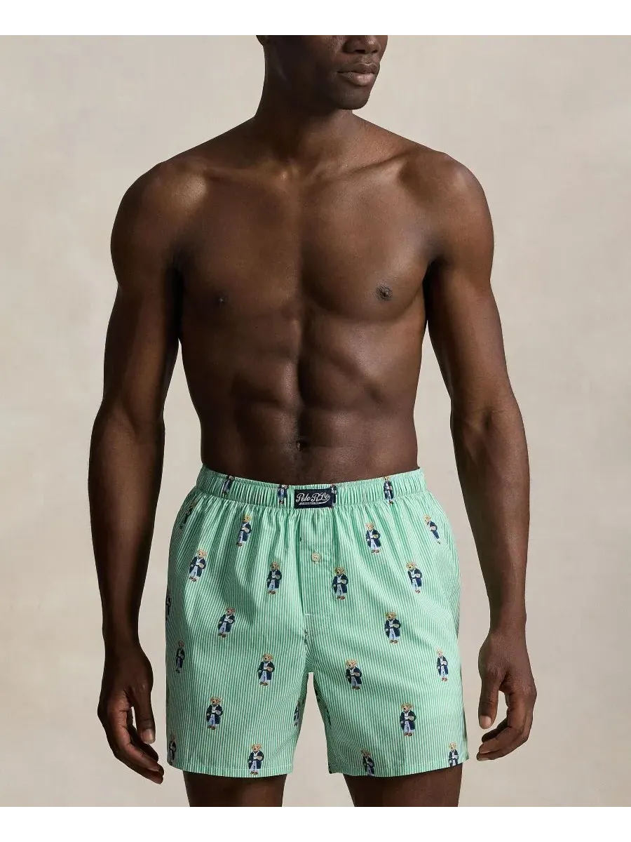 Мужские классические тканые боксерские трусы Polo Ralph Lauren, Morning Robe Bear Stripe — изображение 1 из 4
