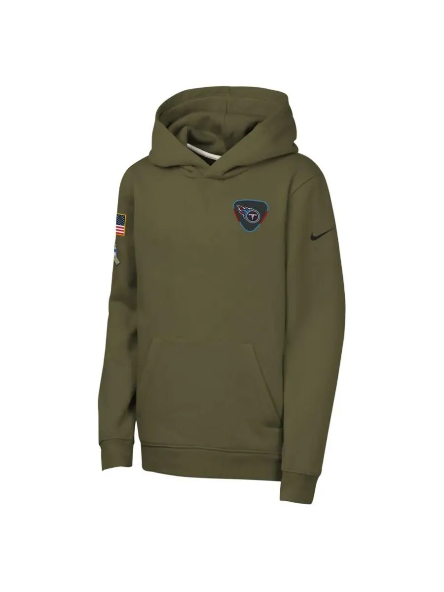 Nike Толстовка с капюшоном из флиса "Big Boys and Girls Olive Tennessee Titans 2025 Salute to — изображение 3 из 3, оливковый