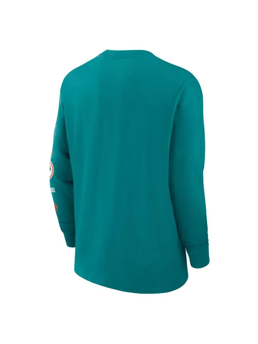 Мужская футболка с длинными рукавами Aqua Miami Dolphins Rewind Heavy Max 90 Pocket Nike — изображение 3 из 3, голубой