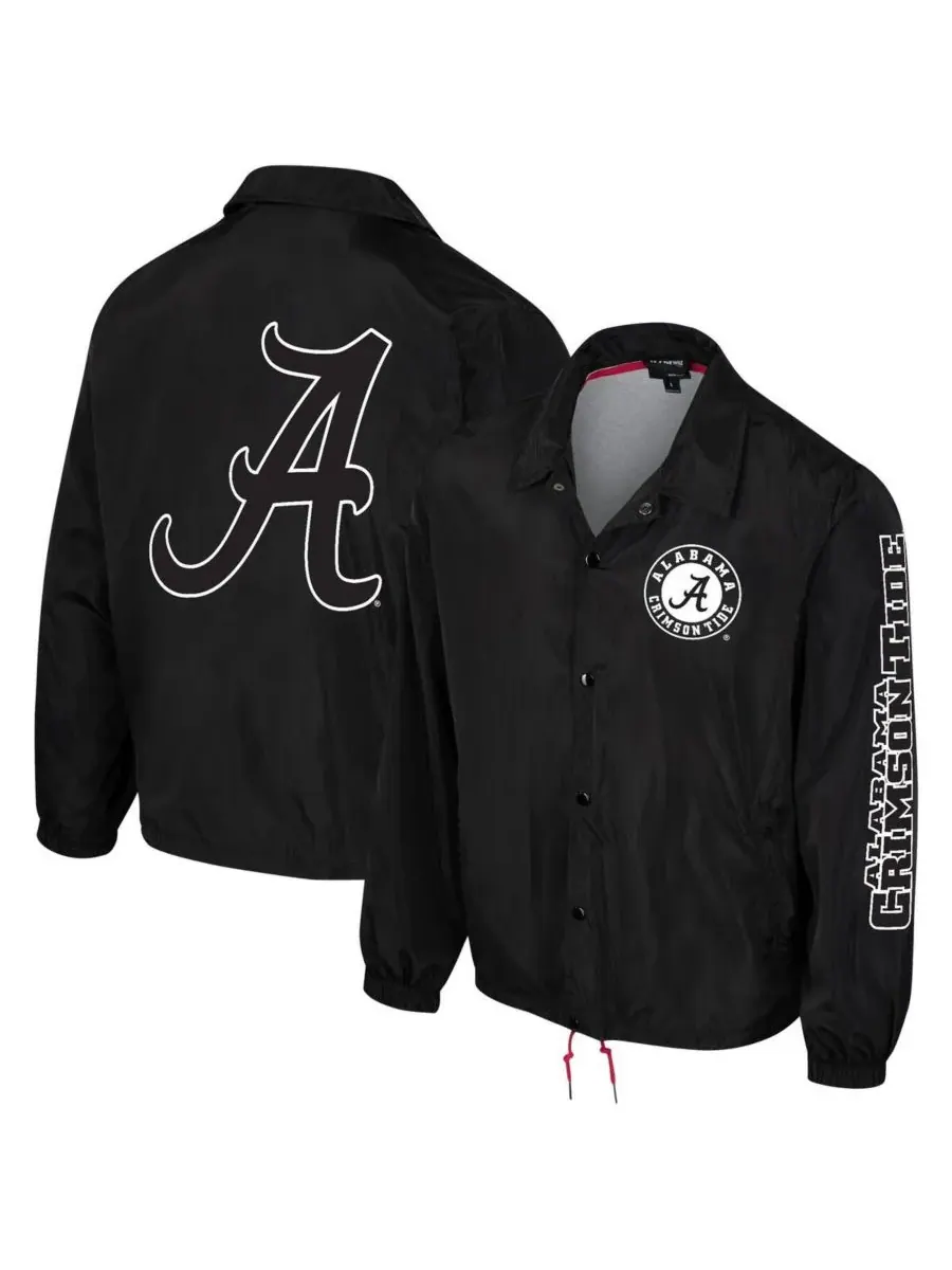 The Wild Collective Мужская и женская черная тренерская куртка Alabama Crimson Tide на кнопках