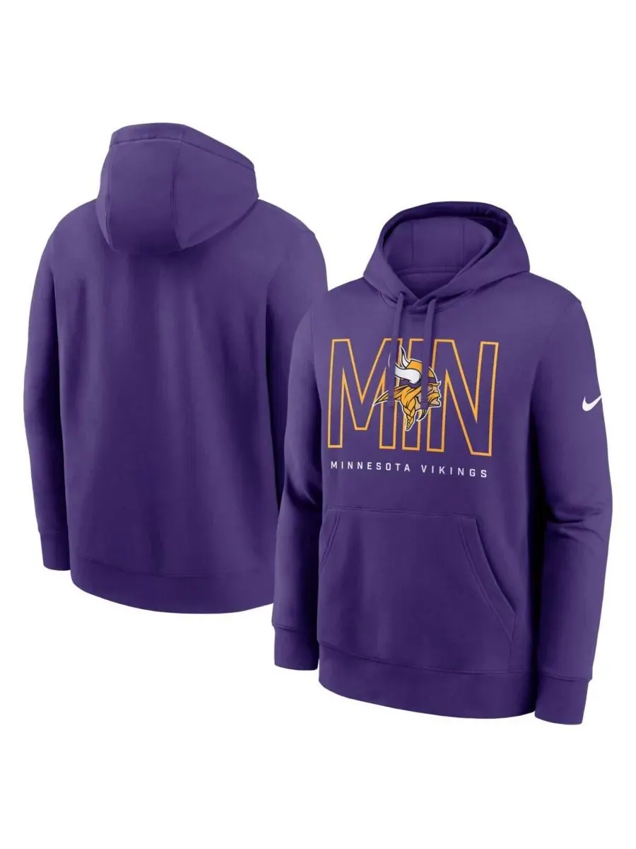Nike Мужская фиолетовая флисовая толстовка с капюшоном Minnesota Vikings Busted Play Club — изображение 1 из 3, фиолетовый