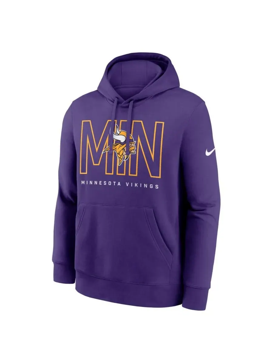 Nike Мужская фиолетовая флисовая толстовка с капюшоном Minnesota Vikings Busted Play Club — изображение 2 из 3, фиолетовый