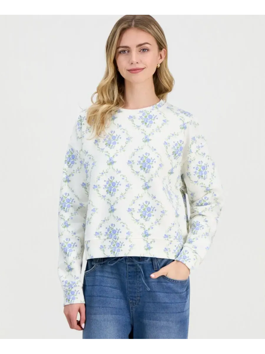 Детская флисовая толстовка с круглым вырезом и принтом Rebel Veil, Hydrangea Floral — изображение 1 из 3