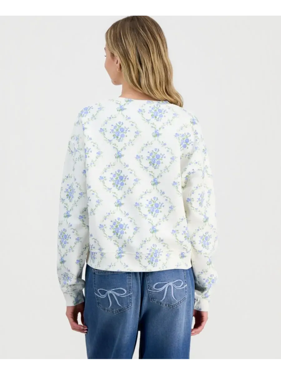 Детская флисовая толстовка с круглым вырезом и принтом Rebel Veil, Hydrangea Floral — изображение 2 из 3