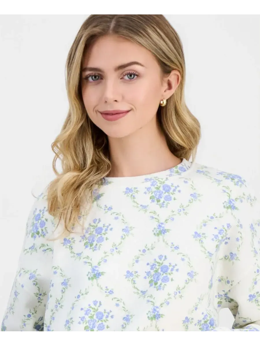 Детская флисовая толстовка с круглым вырезом и принтом Rebel Veil, Hydrangea Floral — изображение 3 из 3