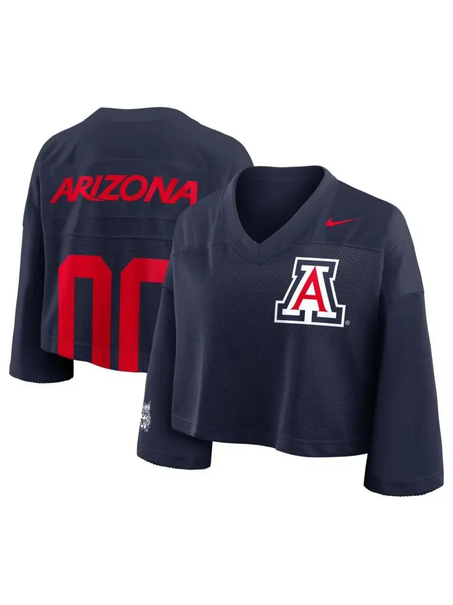 Nike Женская укороченная сетчатая футболка Arizona Wildcats темно-синего цвета — изображение 1 из 3, темно-синий
