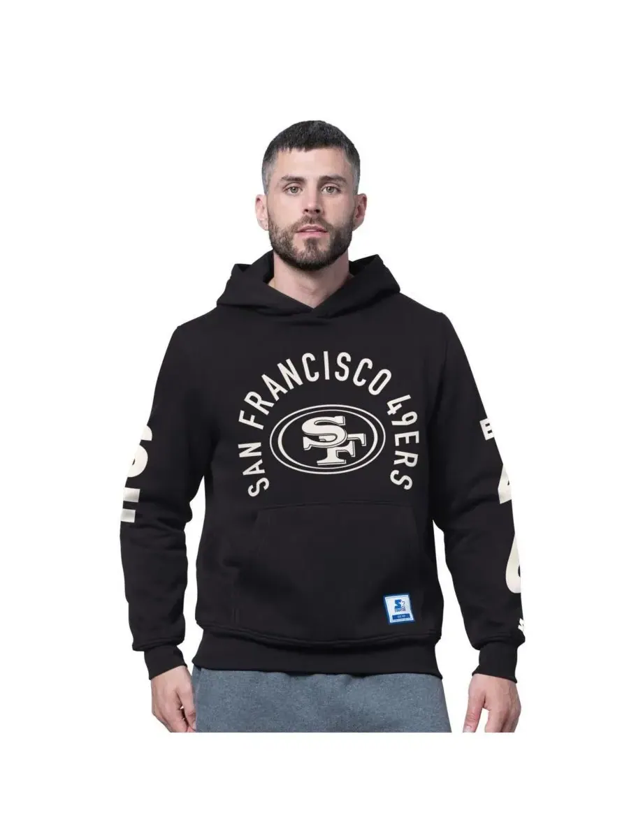 Starter Мужская черная флисовая толстовка с капюшоном San Francisco 49ers Handoff — изображение 1 из 2, черный