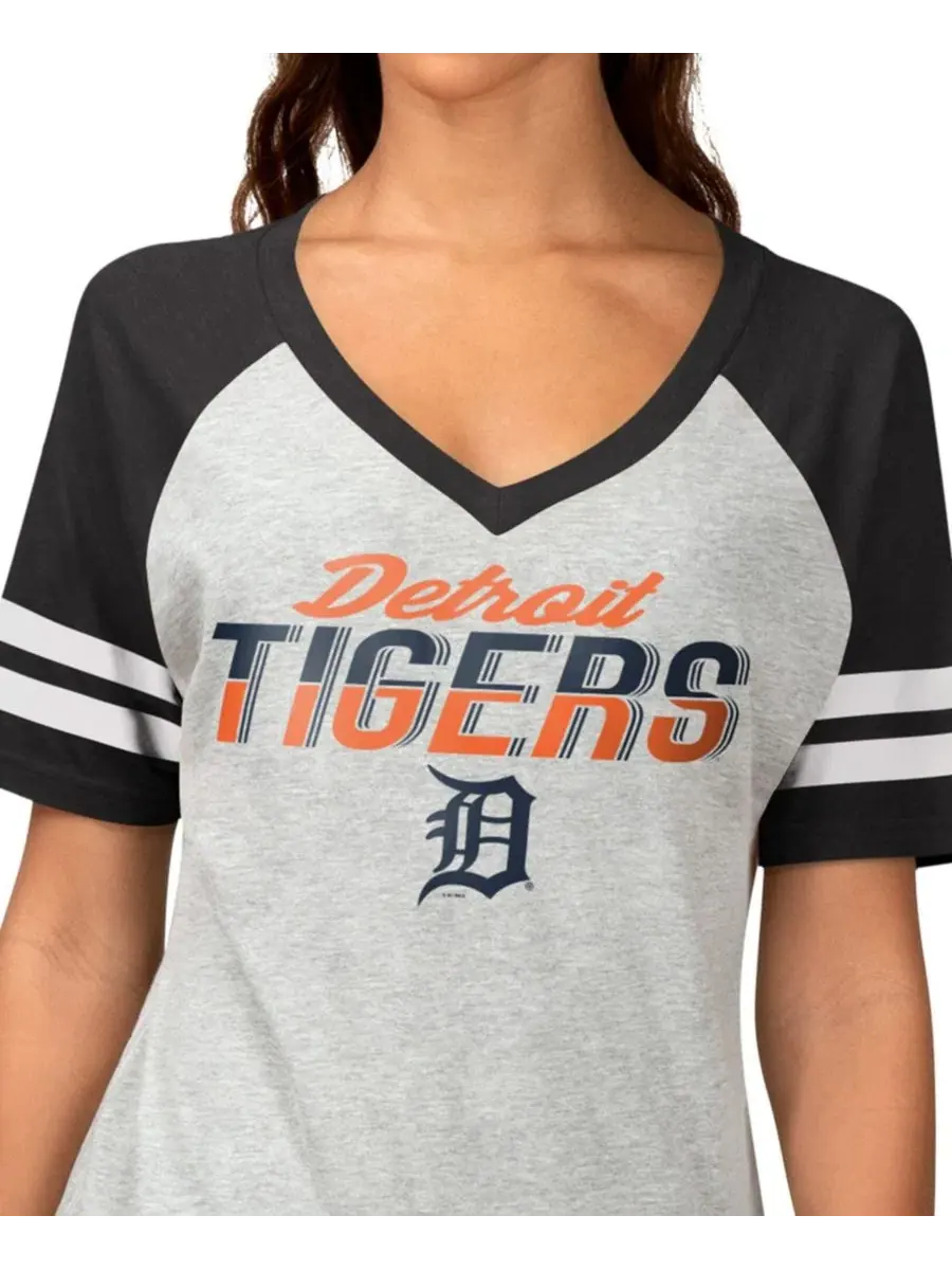 Женская футболка-реглан с V-образным вырезом, с принтом, Detroit Tigers G-III 4Her by Carl Banks — изображение 3 из 3