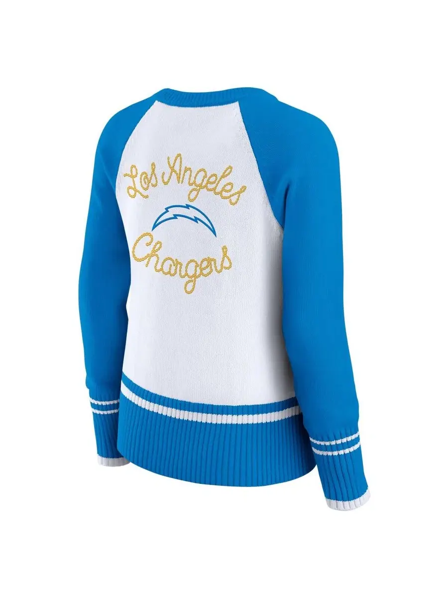Свитшот женский с реглан-рукавами с принтом Los Angeles Chargers WEAR by Erin Andrews — изображение 3 из 4, белый