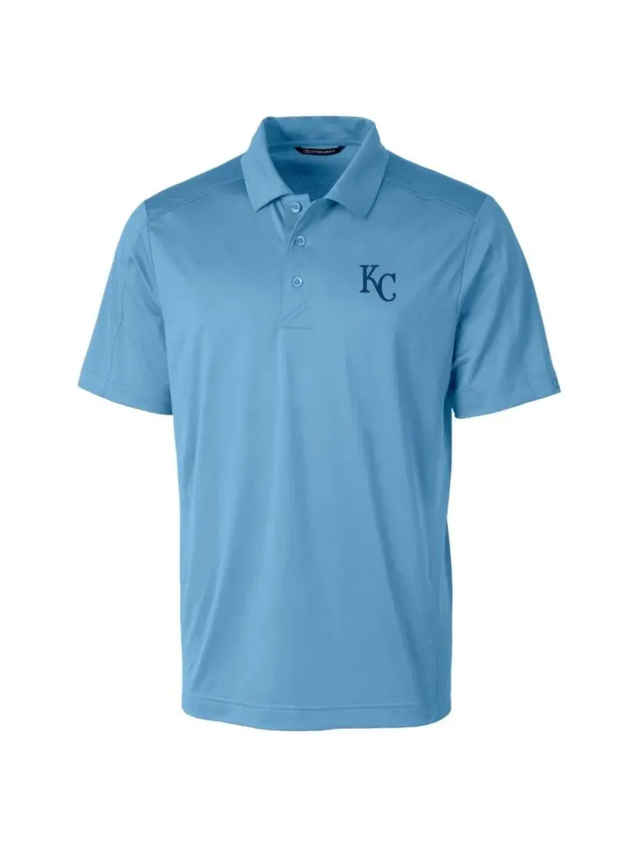 Мужское поло из полиэстера и спандекса с вышивкой Kansas City Royals Cutter & Buck — изображение 1 из 1, светлый синий