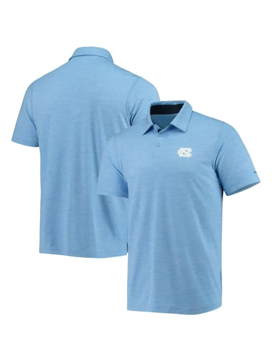 Columbia Мужская поло-рубашка Carolina Blue North Carolina Tar Heels Tech Trail Omni-Shade — изображение 3 из 8, синий