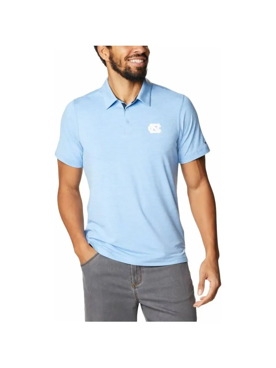 Columbia Мужская поло-рубашка Carolina Blue North Carolina Tar Heels Tech Trail Omni-Shade — изображение 6 из 8, синий
