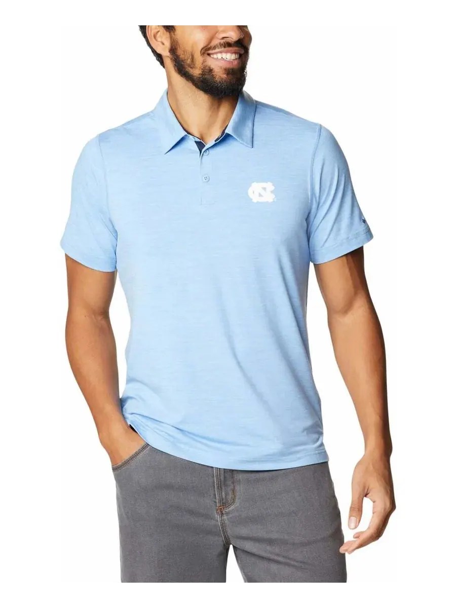 Columbia Мужская поло-рубашка Carolina Blue North Carolina Tar Heels Tech Trail Omni-Shade — изображение 8 из 8, синий
