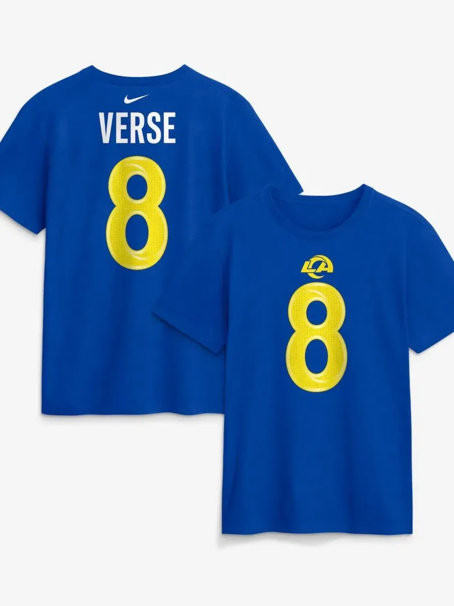 Футболка с именем и номером игрока Jared Verse Royal Los Angeles Rams Nike — изображение 1 из 3, королевский