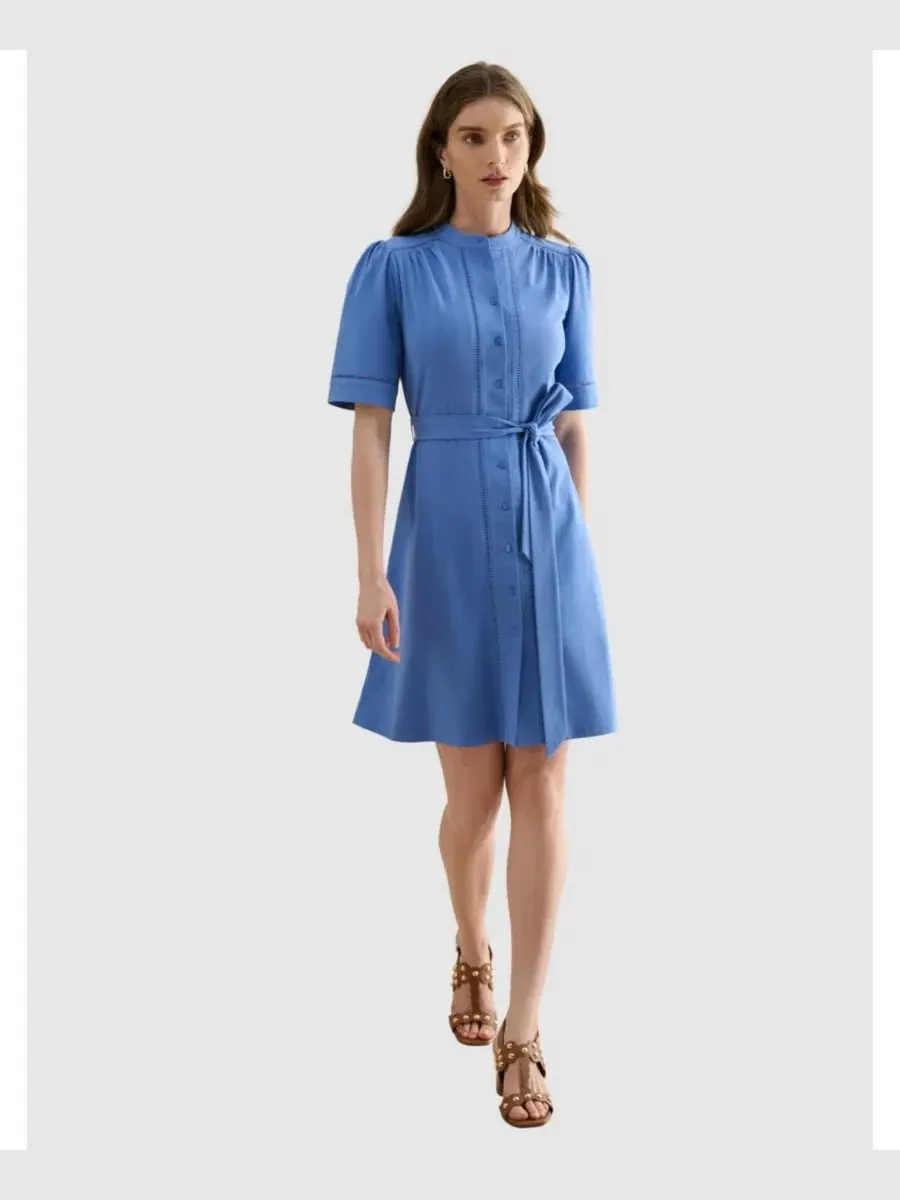 Женское мини-платье-рубашка Livvie с поясом Hobbs London, Riversideblue — изображение 1 из 5