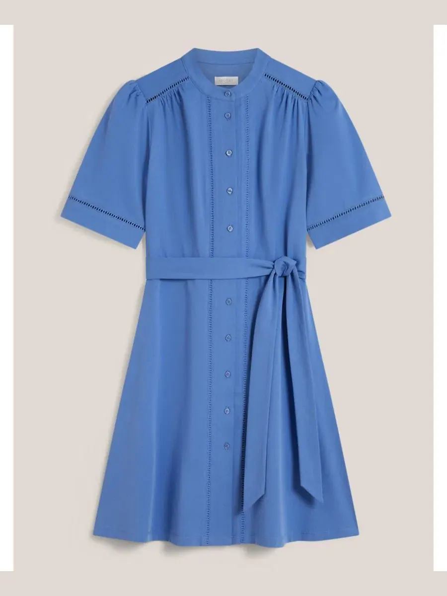 Женское мини-платье-рубашка Livvie с поясом Hobbs London, Riversideblue — изображение 2 из 5