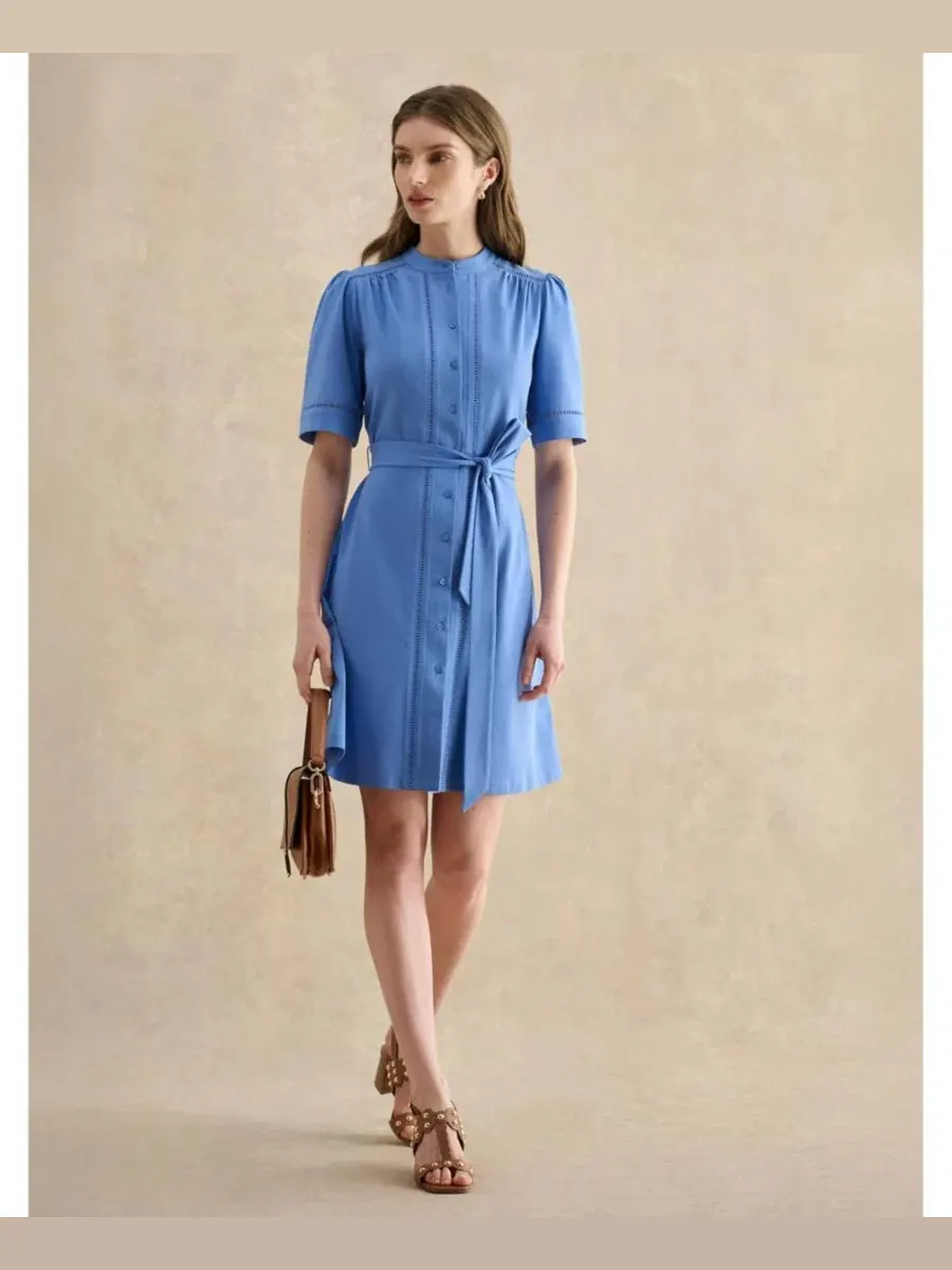 Женское мини-платье-рубашка Livvie с поясом Hobbs London, Riversideblue — изображение 4 из 5