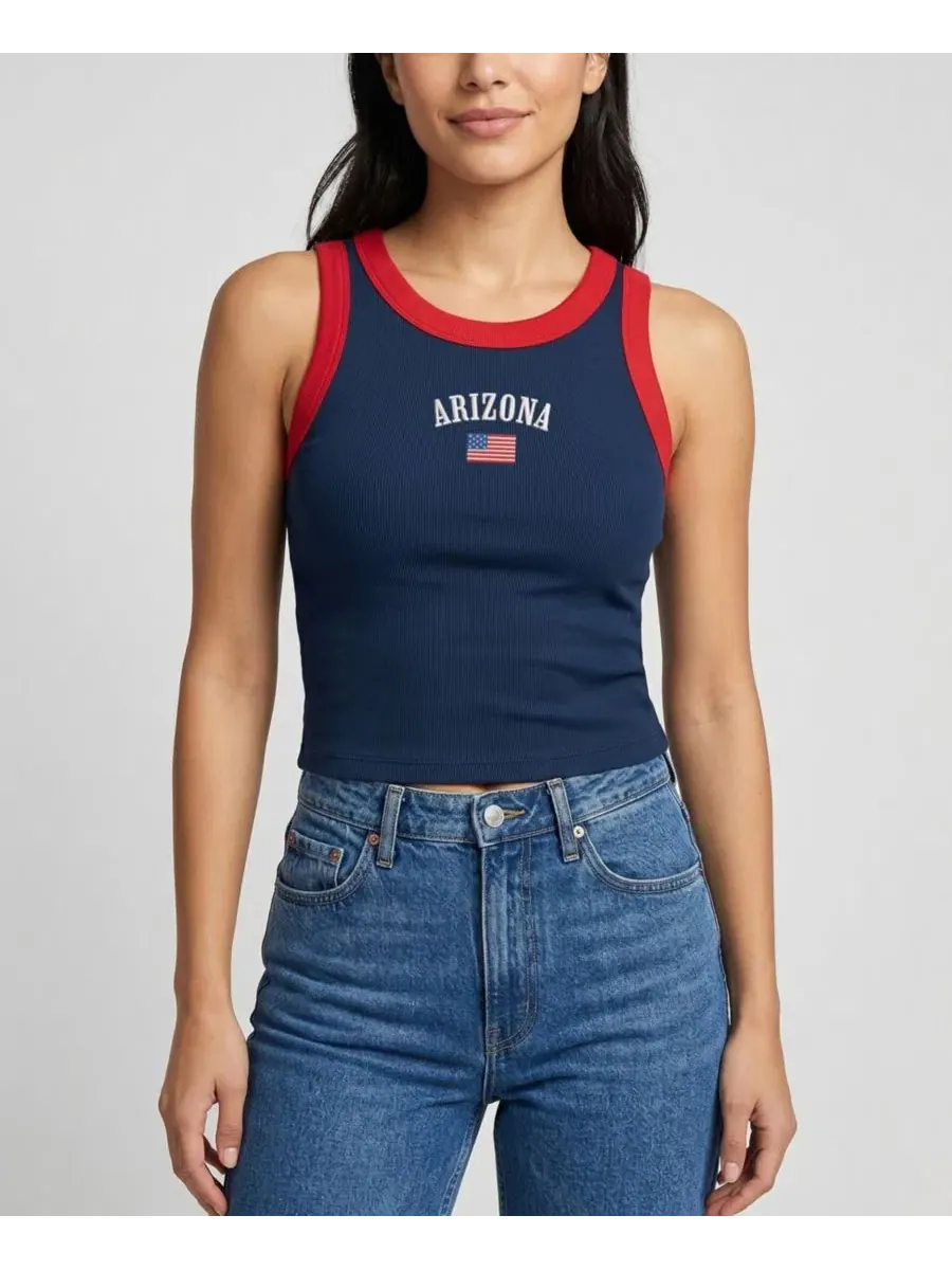 Женский топ без рукавов с принтом Arizona Wildcats Americana Uscape Apparel — изображение 1 из 1, темно-синий красный