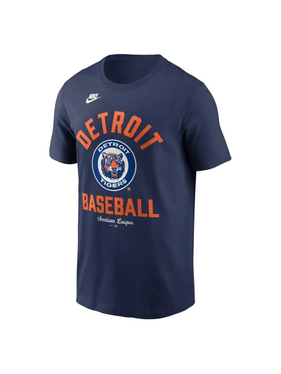 Футболка с ретро-принтом Detroit Tigers Cooperstown Collection Nike — изображение 2 из 4, темно-синий