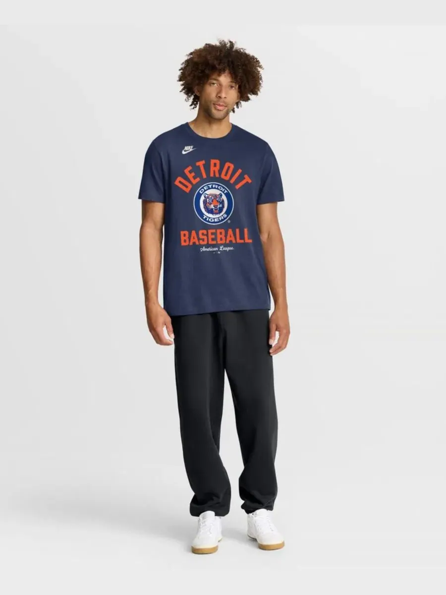 Футболка с ретро-принтом Detroit Tigers Cooperstown Collection Nike — изображение 4 из 4, темно-синий