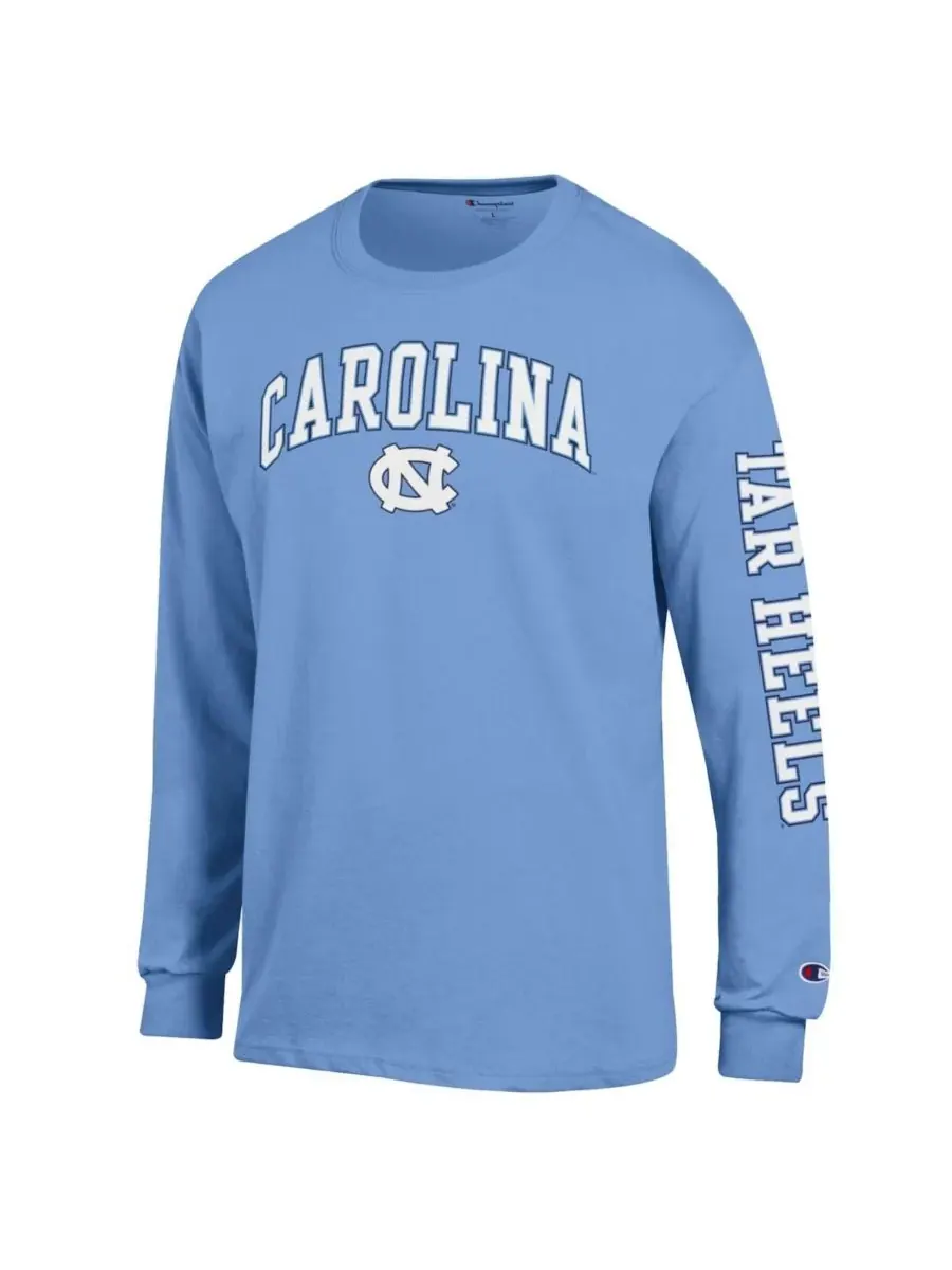 Champion Мужская футболка с длинным рукавом Carolina Blue North Carolina Tar Heels с арочным — изображение 3 из 3
