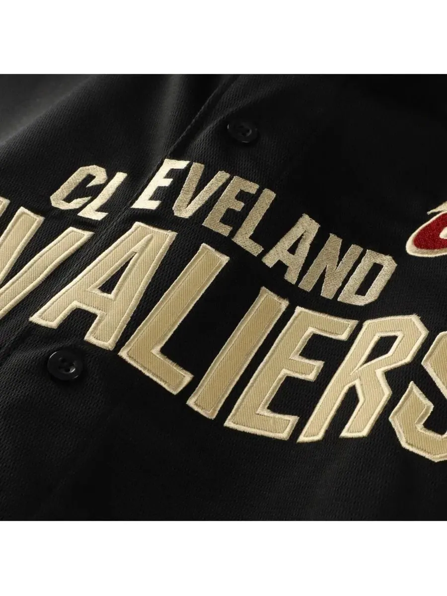 Мужская черная футболка Cleveland Cavaliers большого размера с пуговицами Fanatics — изображение 4 из 4, черный винный