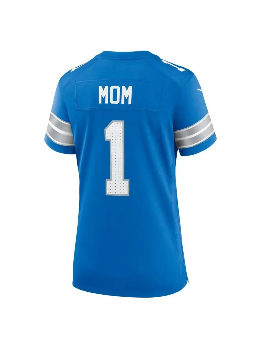 Nike Мужская игровая футболка №1 Mom синего цвета с надписью "Детройт Лайонс" — изображение 2 из 3, синий